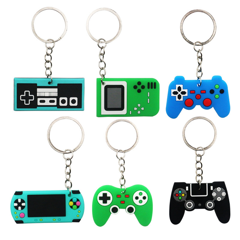Gaming Console Keychain - 6/12 adet PVC anahtarlık Gamepad oyun