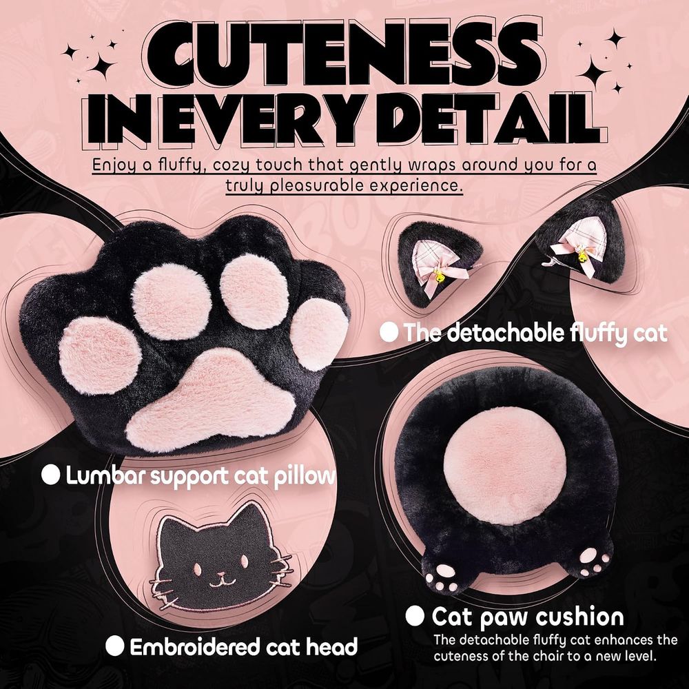 Pembe Oyun Koltuğu Kedi Kulakl - Gaming Chair Cushion incelemesi ve fiyatı
